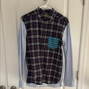 Burberry Black and Blue Casual Shirt with Plaid Design
